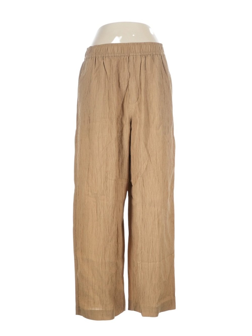 Madewell Crinkled Crepe Straight Leg Crop Pants Size M Khaki Pull On Summer NWT - Picture 2 of 8